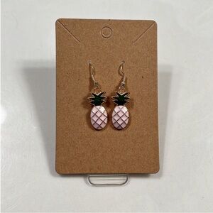 Pineapple Dangle Earrings in Pink and Green